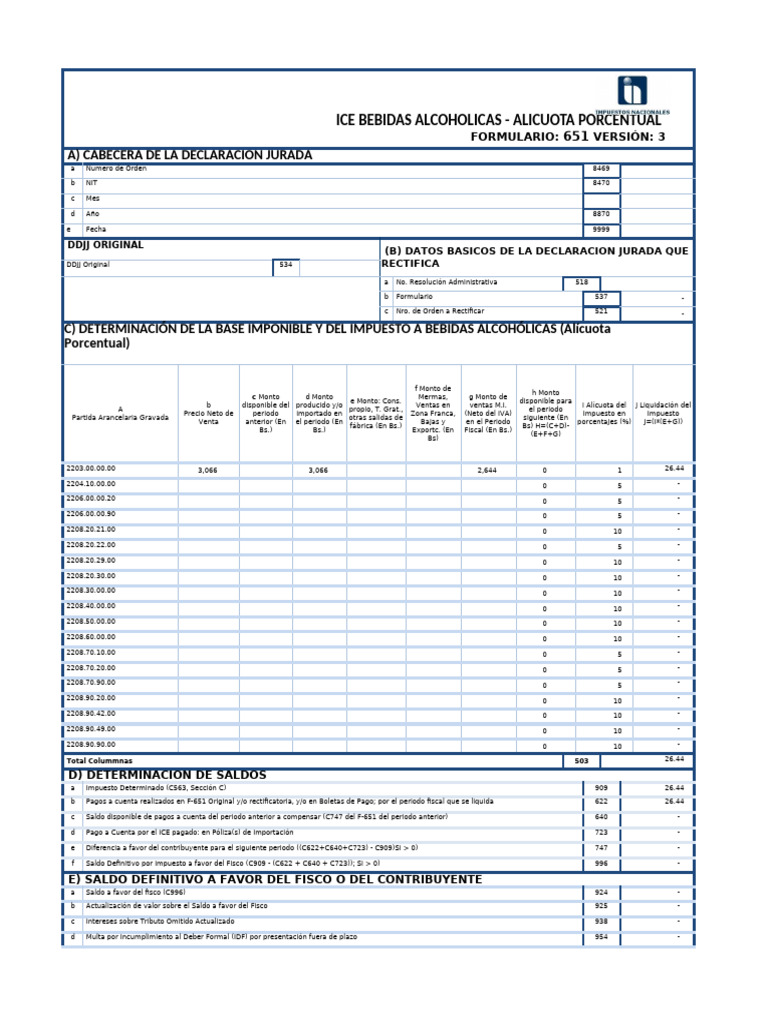 Form 651 Ice Bebidas Formato | PDF | Impuestos | Finanzas del gobierno