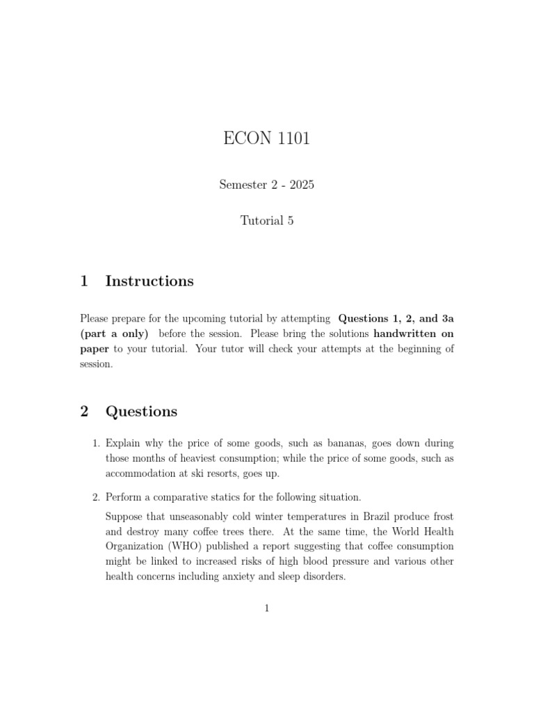 Tutorial 5 Questions | PDF