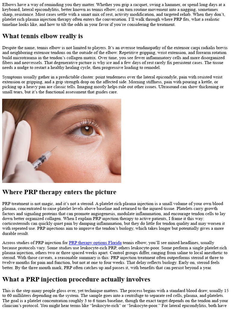 Understanding PRP Therapy for Tennis Elbow | PDF | Clinical Medicine ...