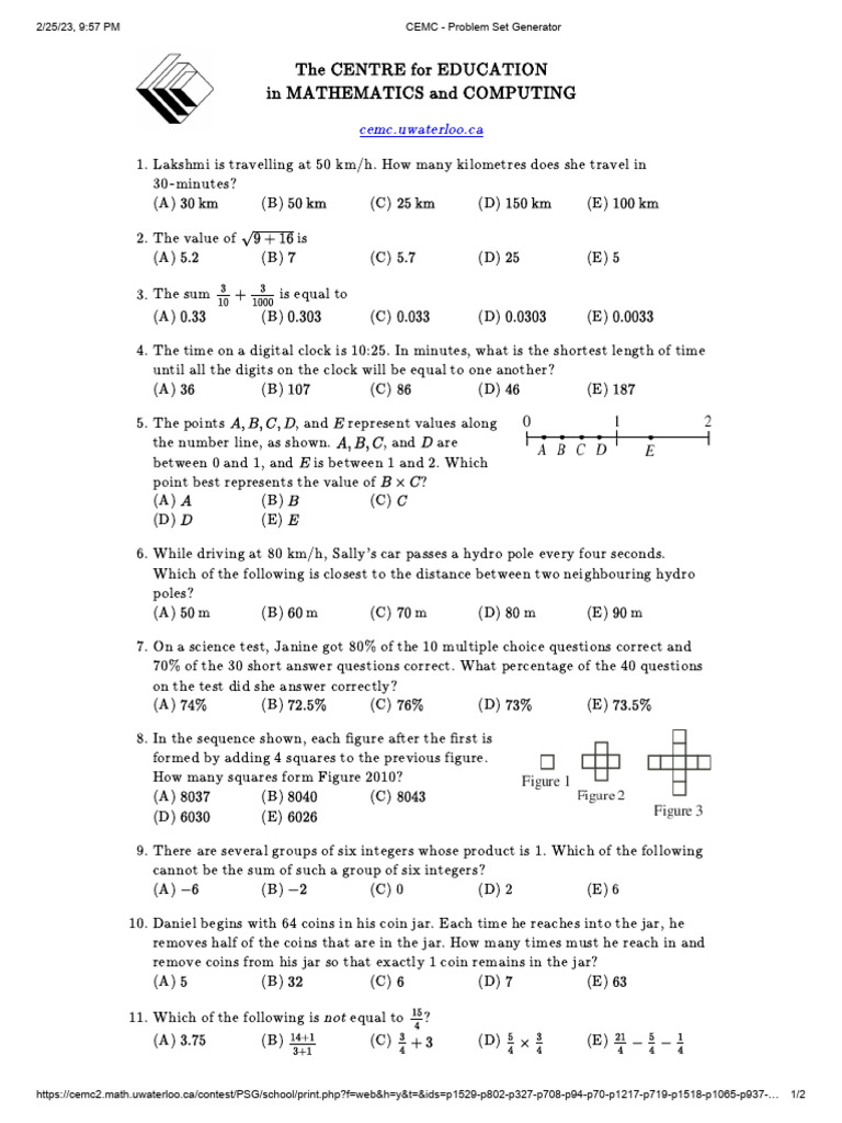 CEMC Problem Set Generator Overview | PDF | Number Theory | Mathematics