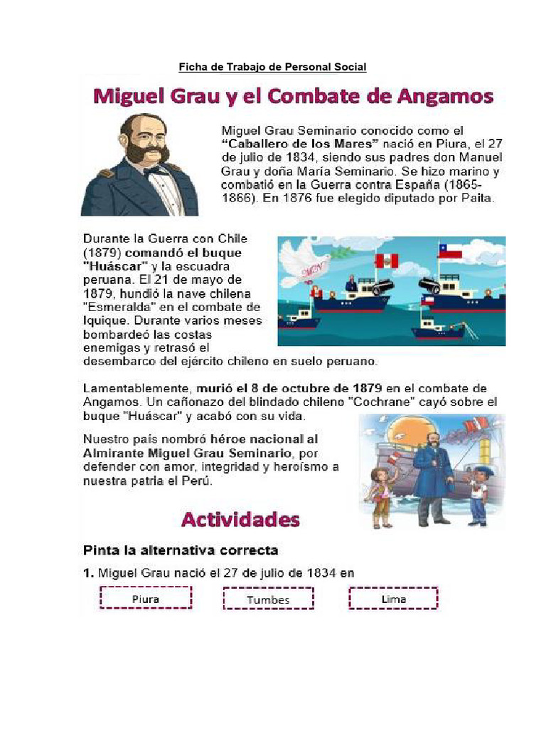 Ficha de Trabajo 1° Jueves Personal Social | PDF
