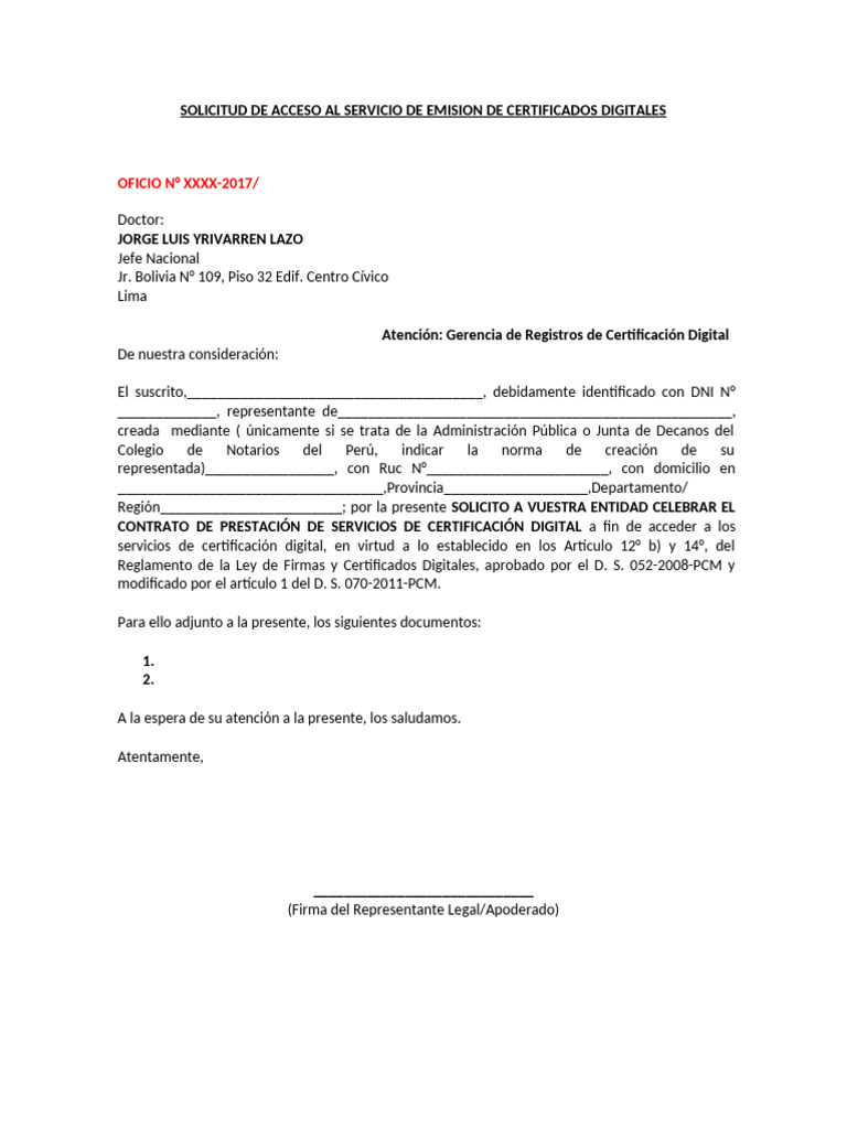 Solicitud de Acceso Al Servicio de Emision de Certificados Digitales | PDF