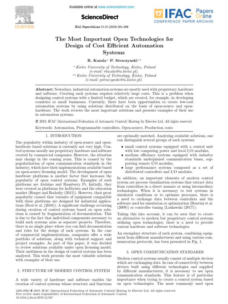 Open Technologies for Cost-Effective Automation | PDF | Systems ...