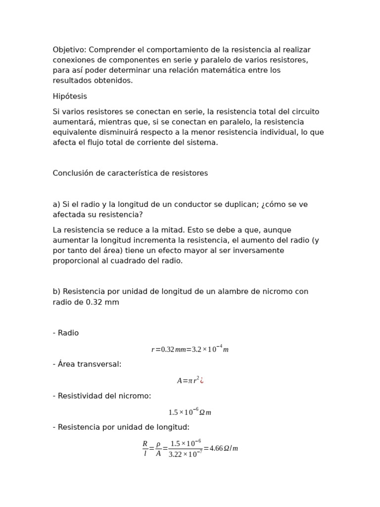 Comportamiento de Resistores en Circuitos | PDF | Resistencia Eléctrica ...