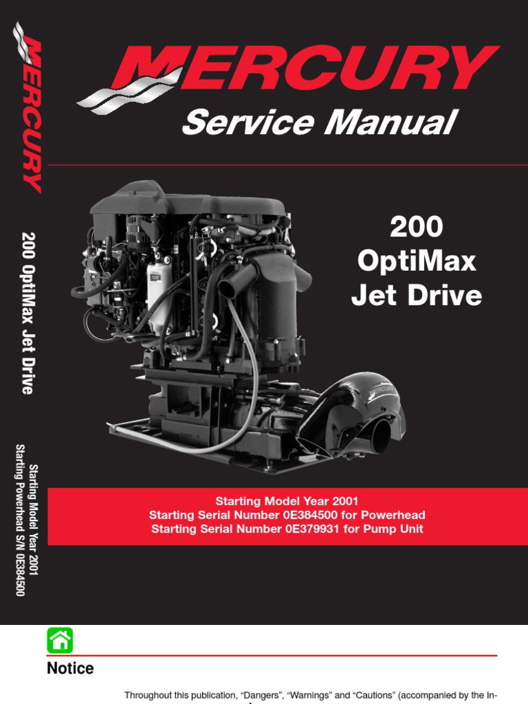 8369382-Mercury Mariner 200hp Optimax Jet Drive Service Manual | Internal  Combustion Engine (6.2K views)