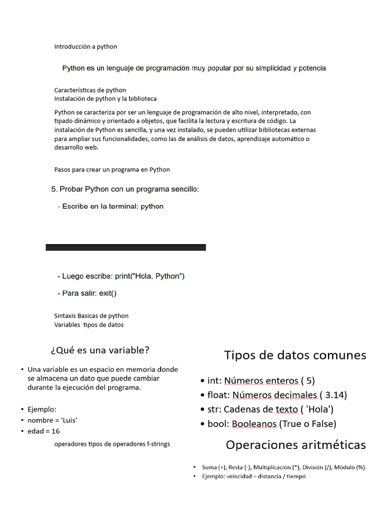 Introducción a Python y sus características | PDF