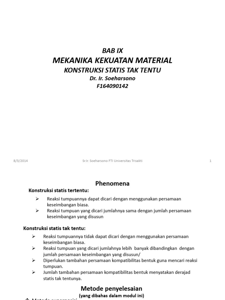 Konstruksi Statis Tak Tentu dalam Mekanika | PDF