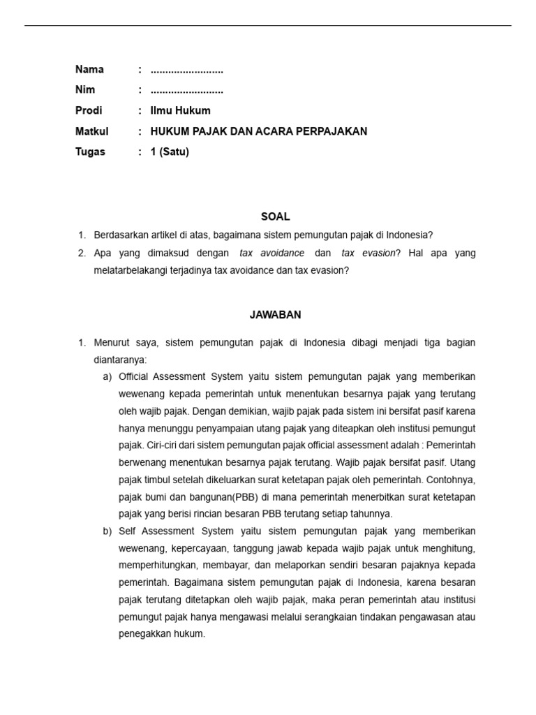 Sistem Pemungutan Pajak di Indonesia | PDF
