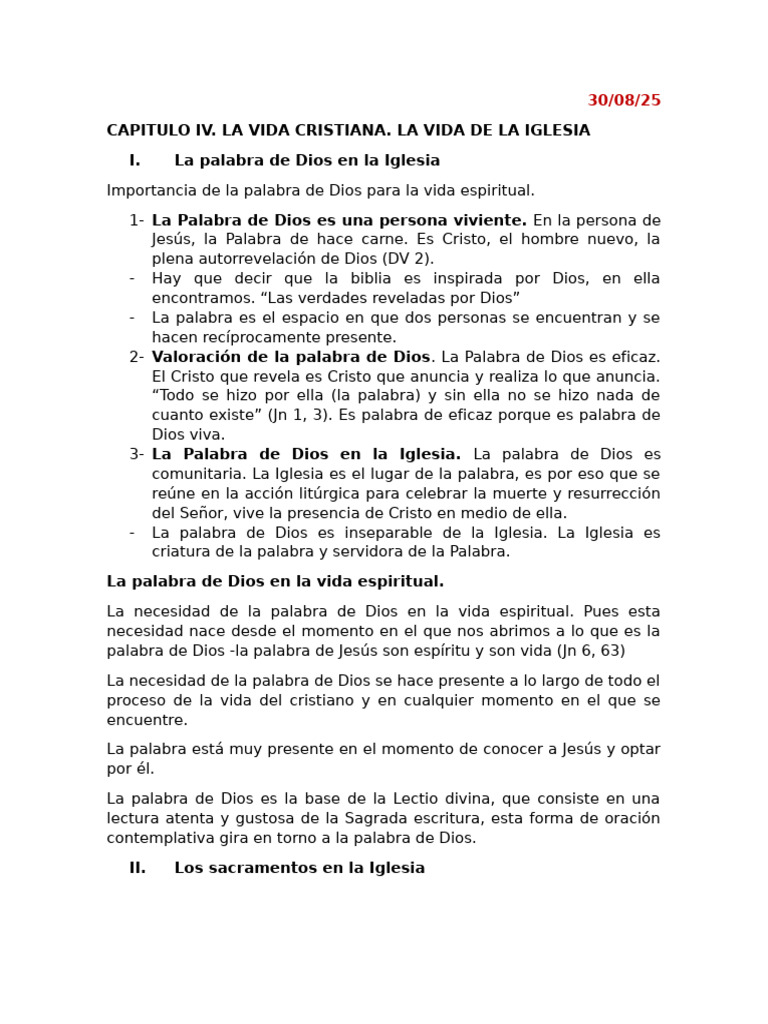 La Palabra y Sacramentos en la Iglesia | PDF | Cristo (título) | Biblia