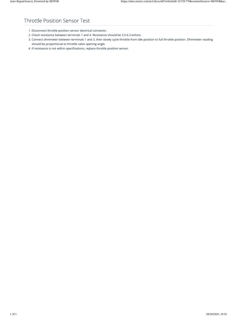 Throttle Position Sensor Testing Guide | PDF