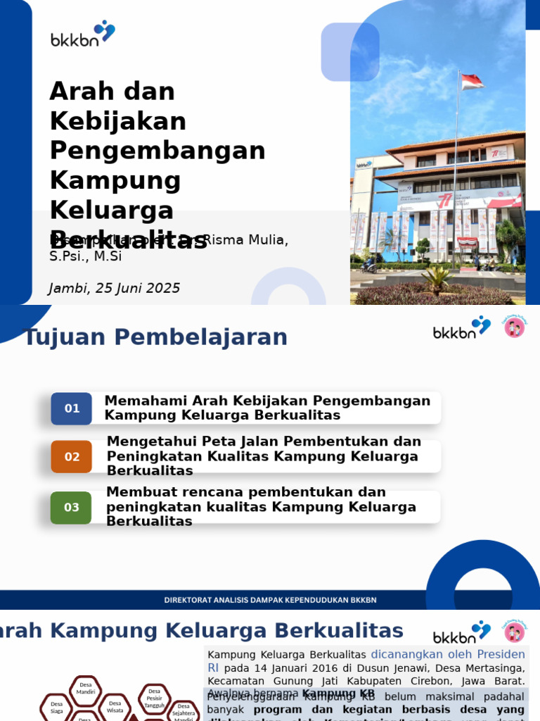 Materi 1 - Arah Kebijakan Kampung KB, Risma Workshop 25 Juni 2025 | PDF