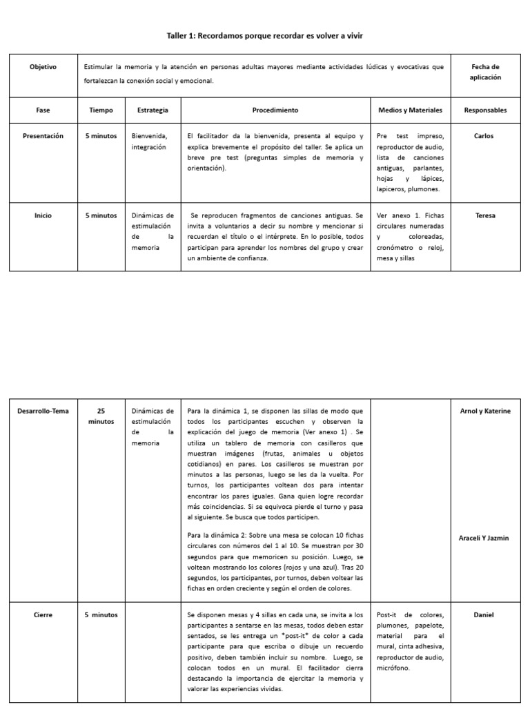 Taller de Memoria para Adultos Mayores | PDF | Memoria | Cognición