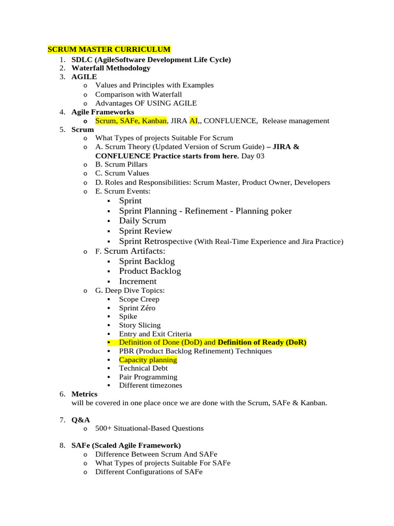 Comprehensive Scrum Master Curriculum | PDF | Scrum (Software ...