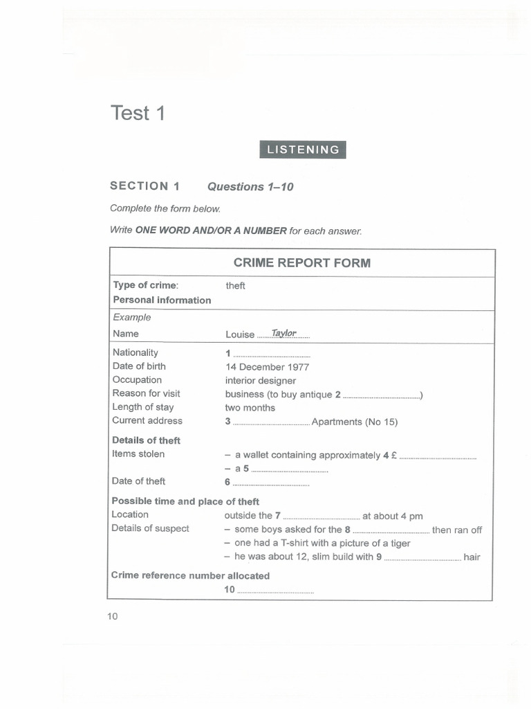 IELTS 14 Listening Test 1 | PDF