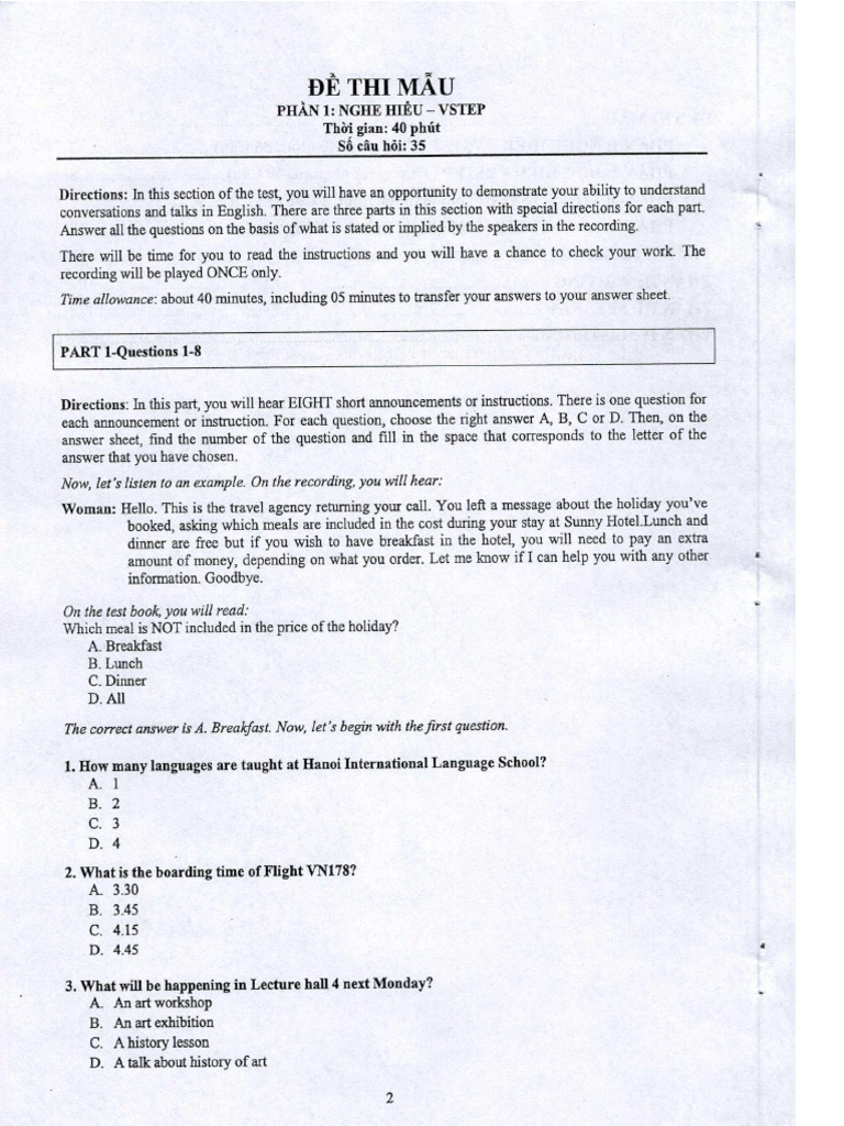 VSTEP Sample Test | PDF