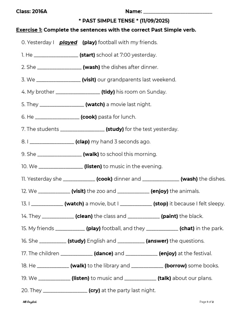 Past Simple Tense Exercises for Students | PDF | Chess Theory | Chess