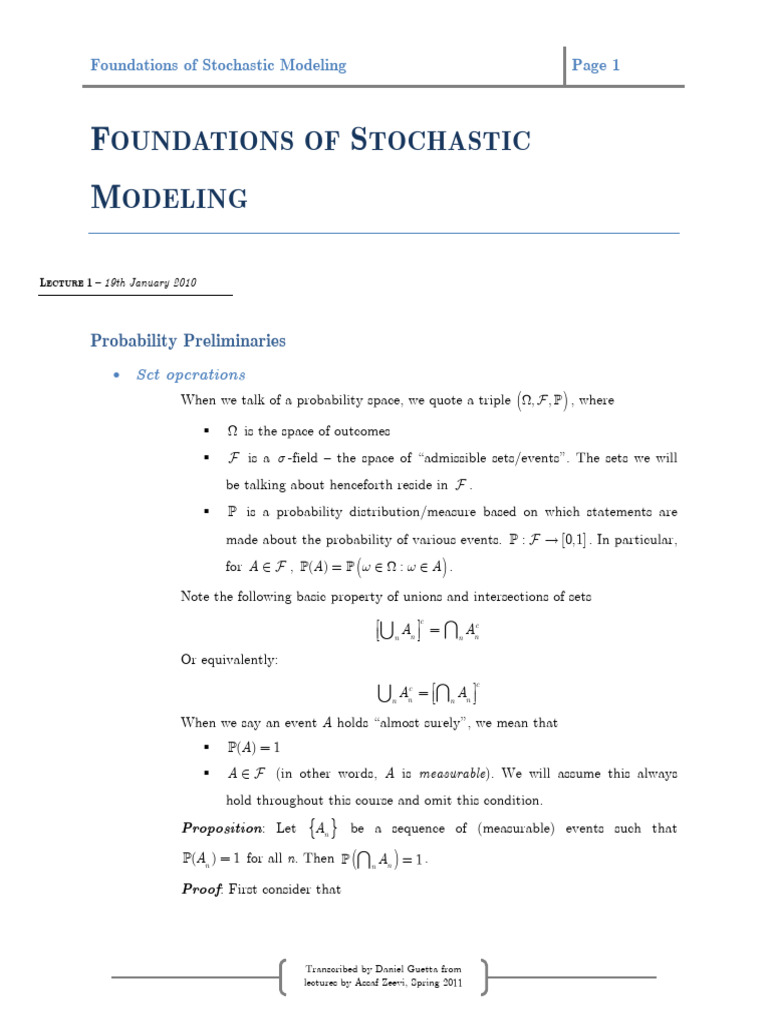 Foundations of Stochastic Modeling - CBS | PDF | Mathematics ...