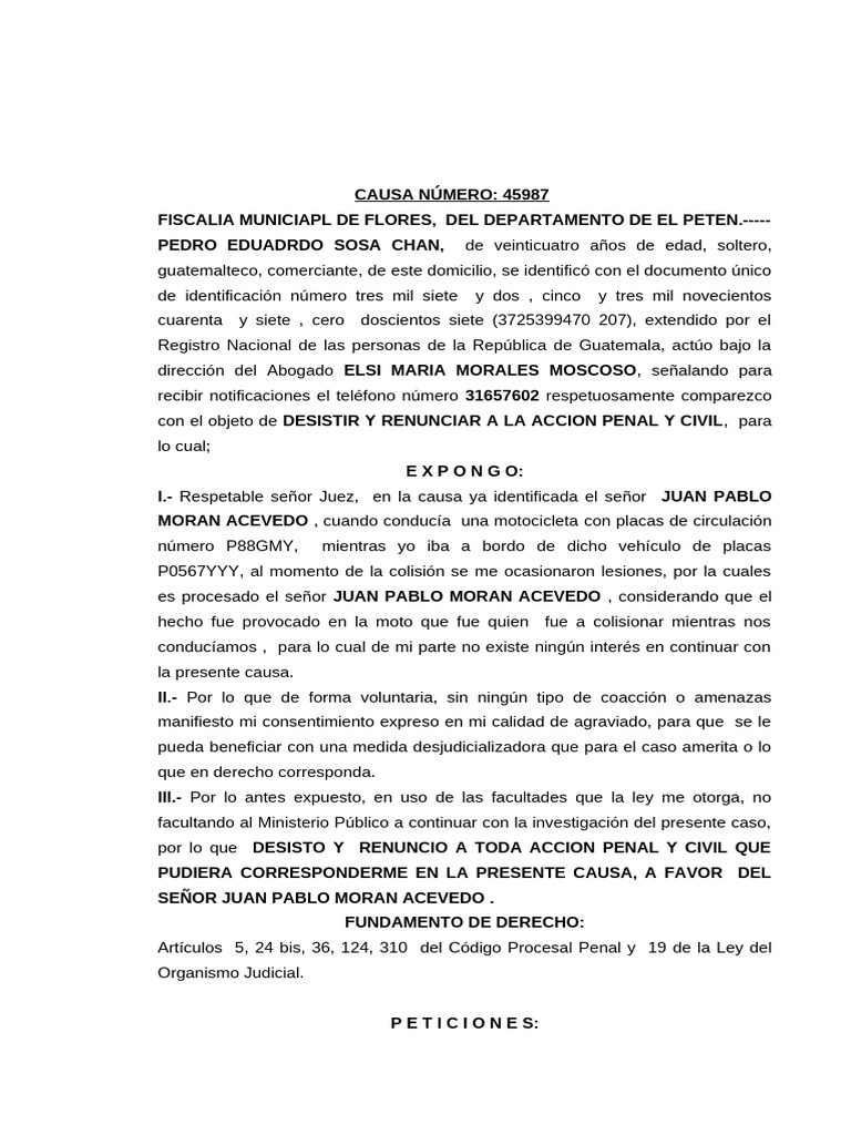 Desistimiento de Acción Penal en Guatemala | PDF | Justicia | Crimen y ...