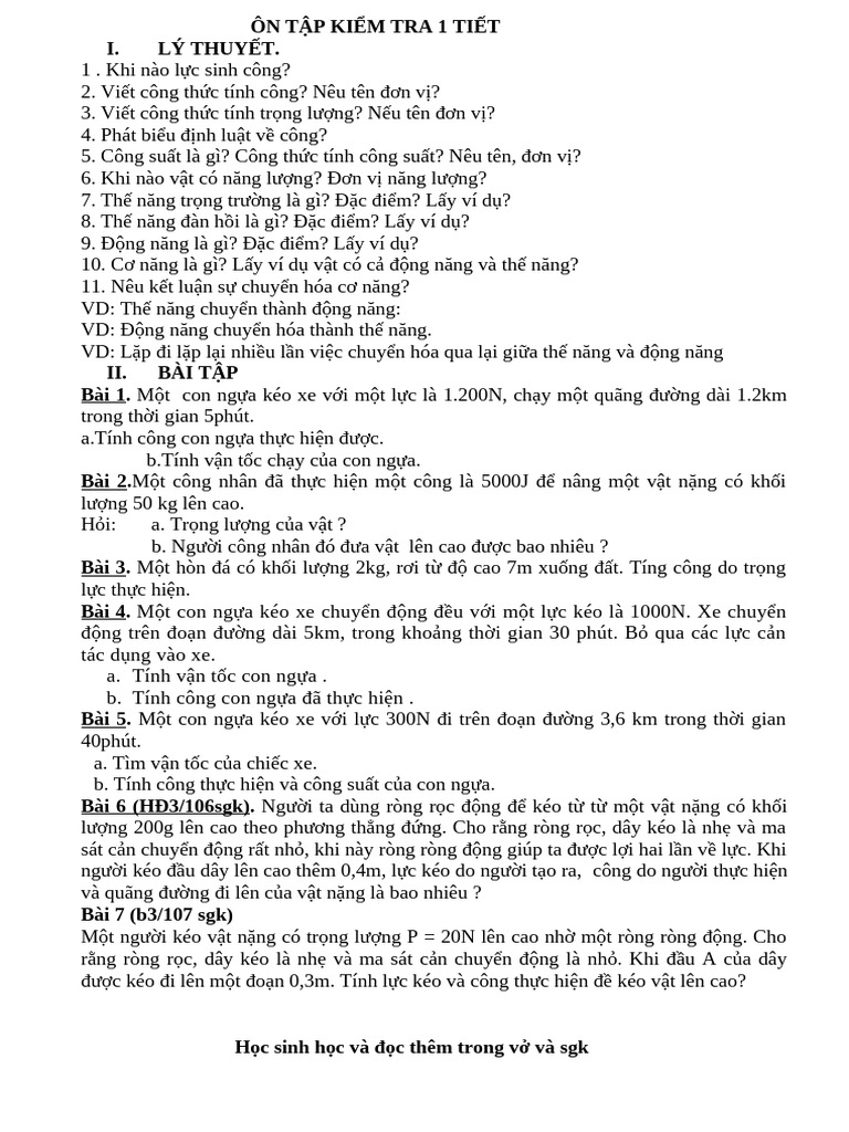 On Tap Kiem Tra 1 Tiet VL8 HK2 | PDF