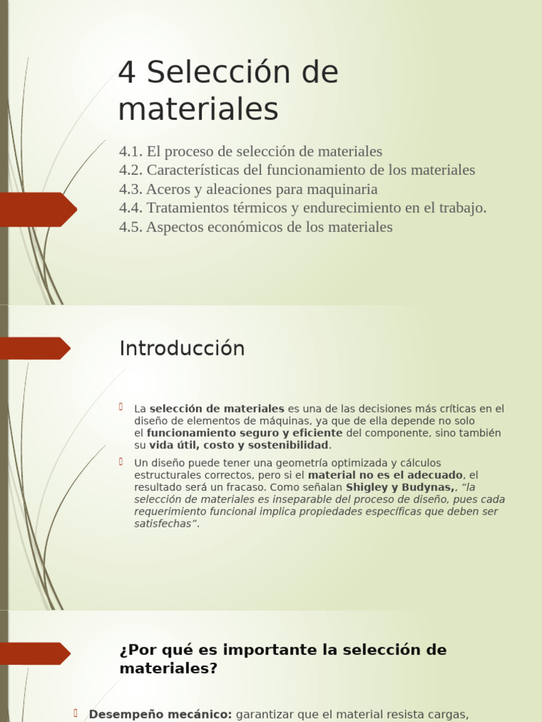 4 Selección de Materiales | PDF | Acero | Aleación
