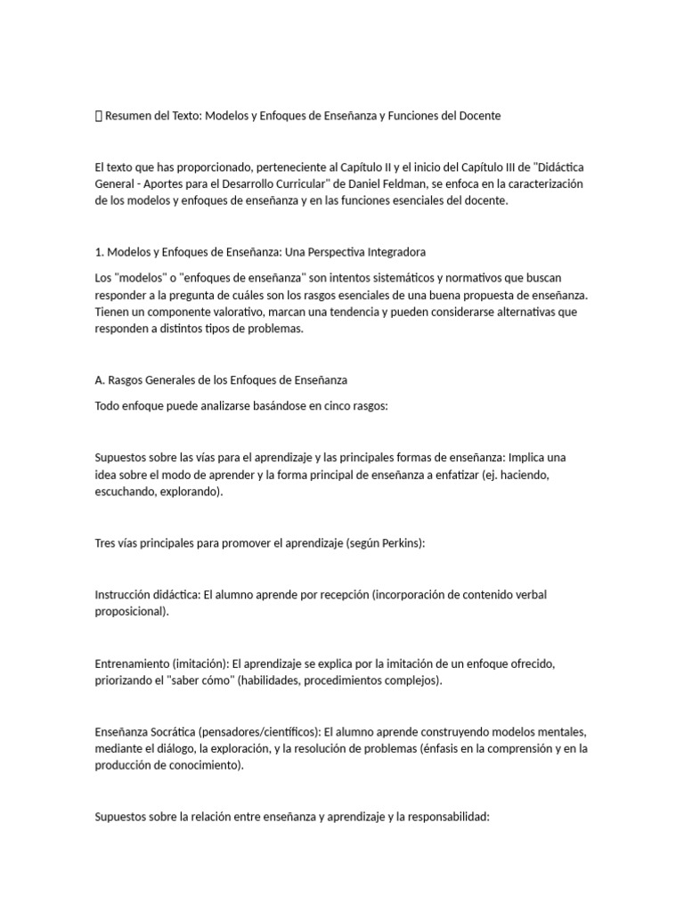 Modelos y Enfoques de Enseñanza Docente | PDF | Enseñando | Aprendizaje