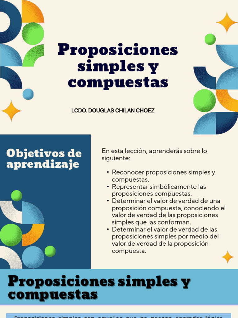 Proposiciones Simples y Compuestas: Guía | PDF | Proposición | Gramática