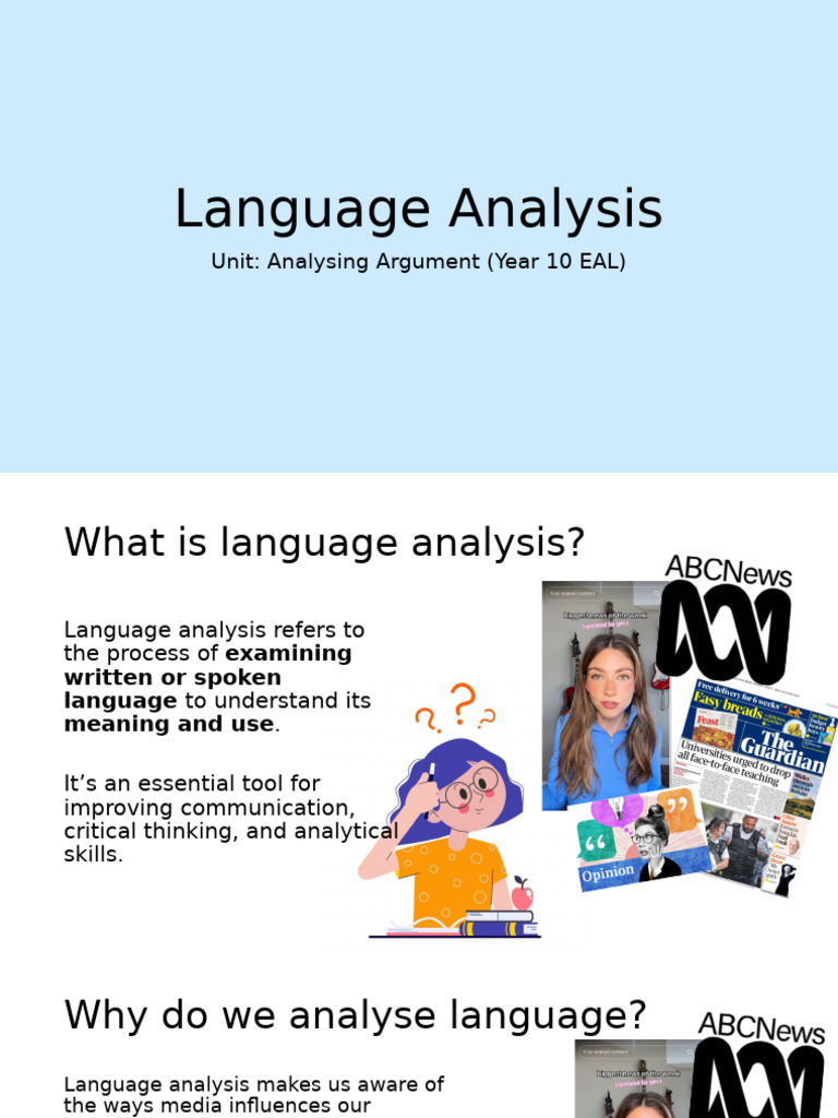 Year 10 EAL Language Analysis Guide | PDF | Argument | Logos