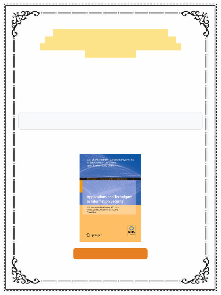 Applications and Techniques in Information Security 10th International ...