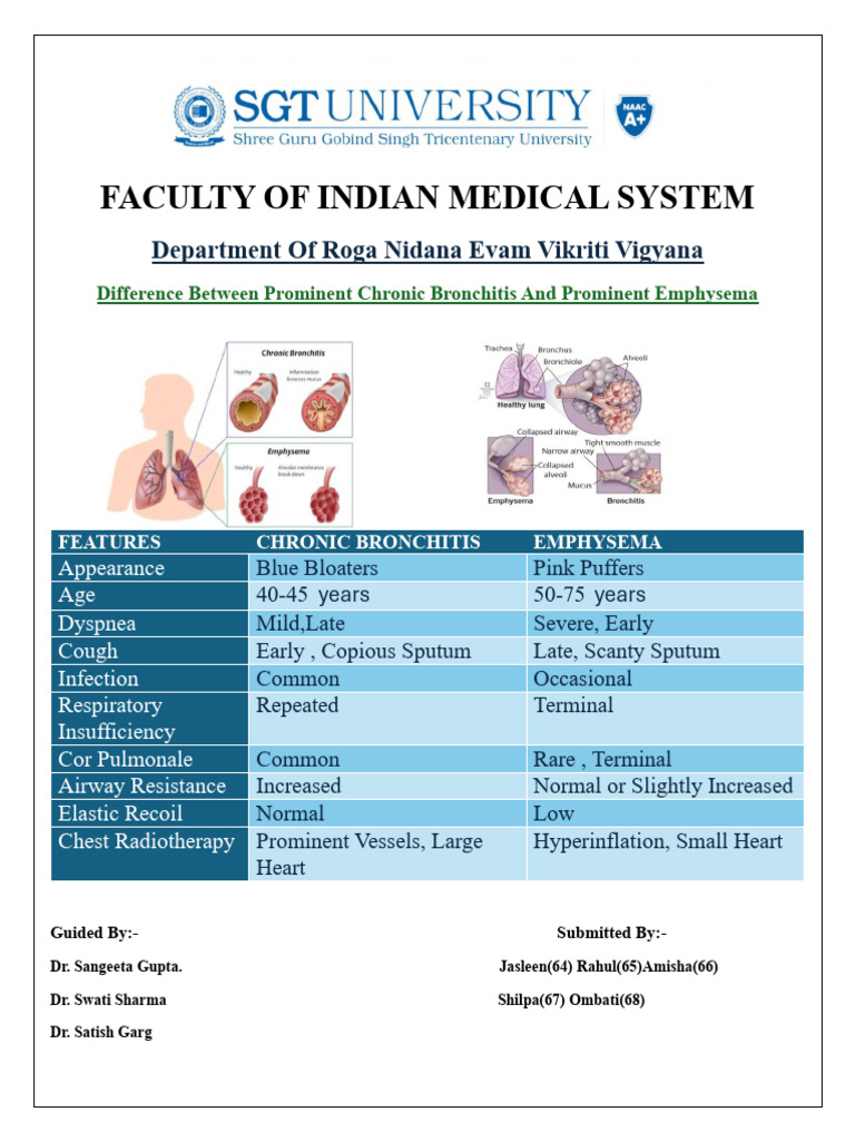 Chronic Bronchitis vs Emphysema | PDF