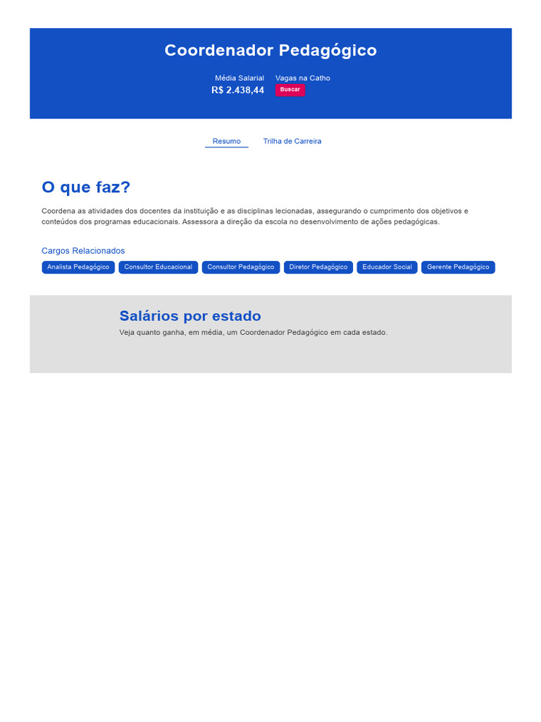 Salário Médio do Coordenador Pedagógico | PDF