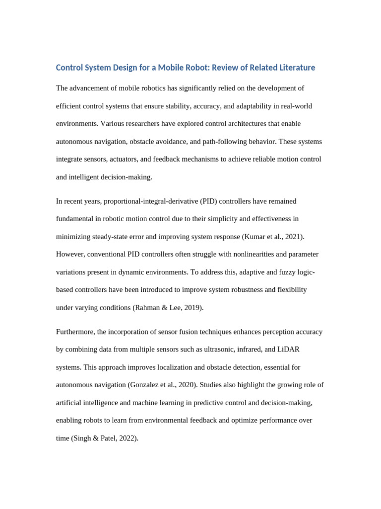 Mobile Robot Control System Review | PDF | Robotics | Applied Mathematics