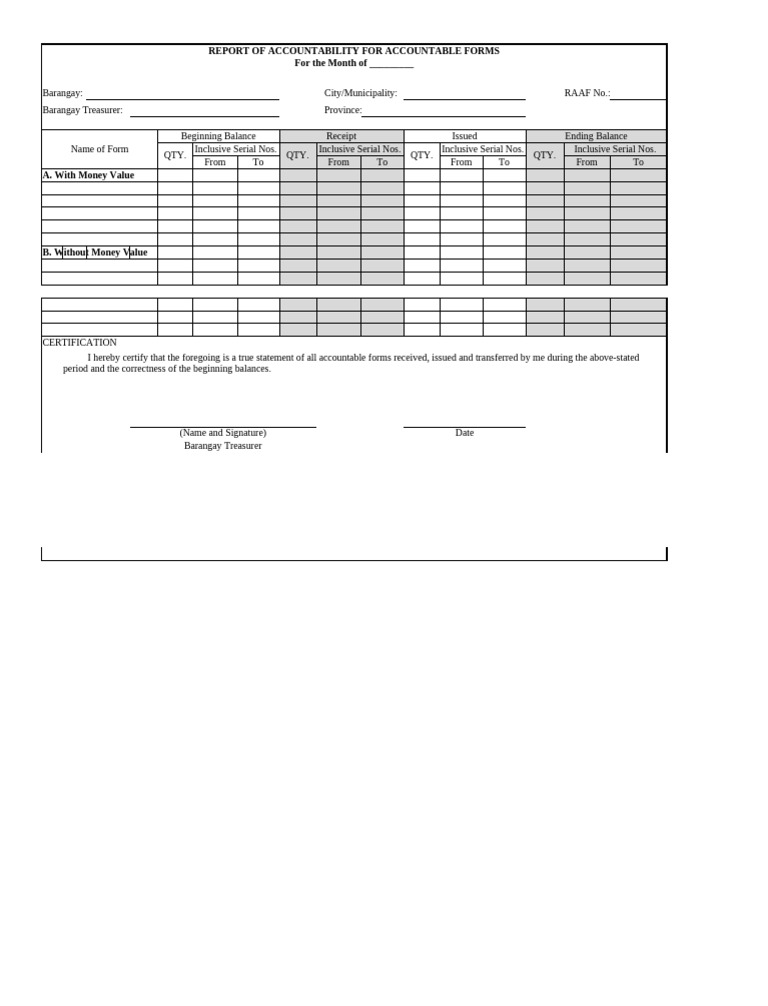 Barangay Accountability Report Template | PDF