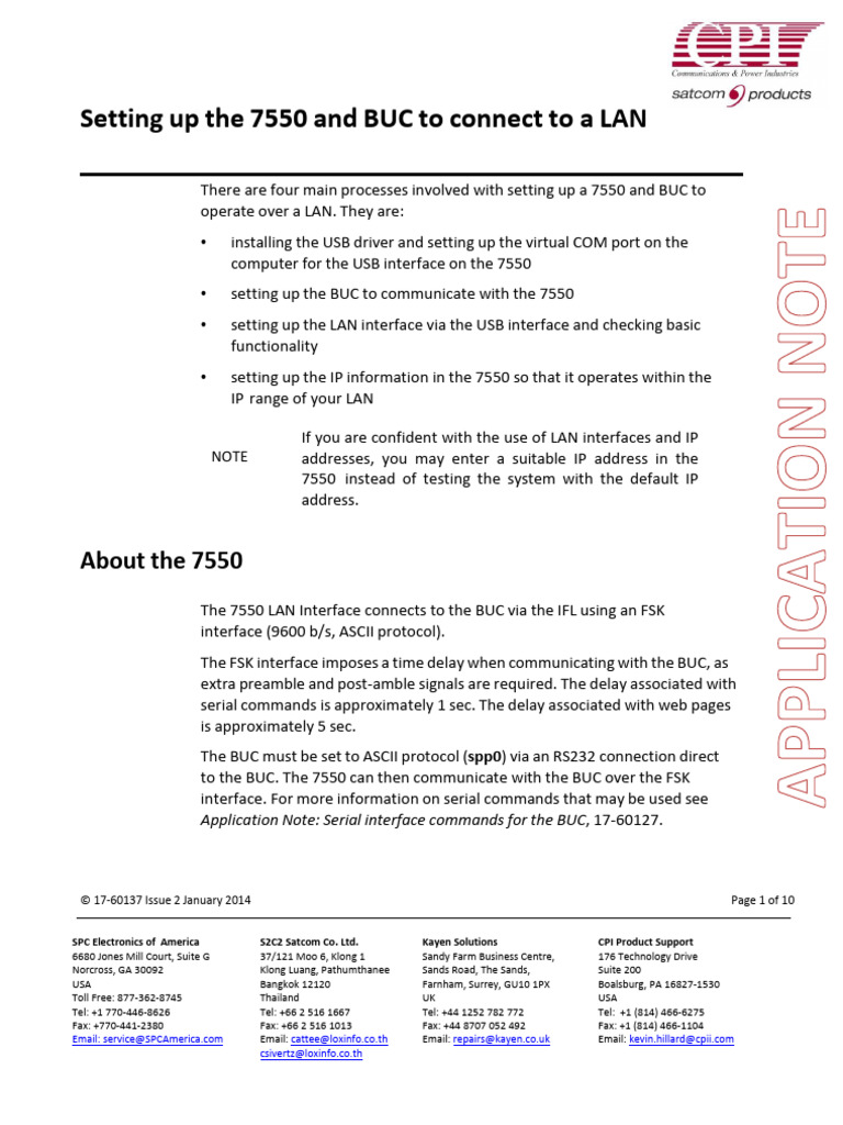 7550 and BUC LAN Setup Guide | PDF | Computer Network | Ip Address