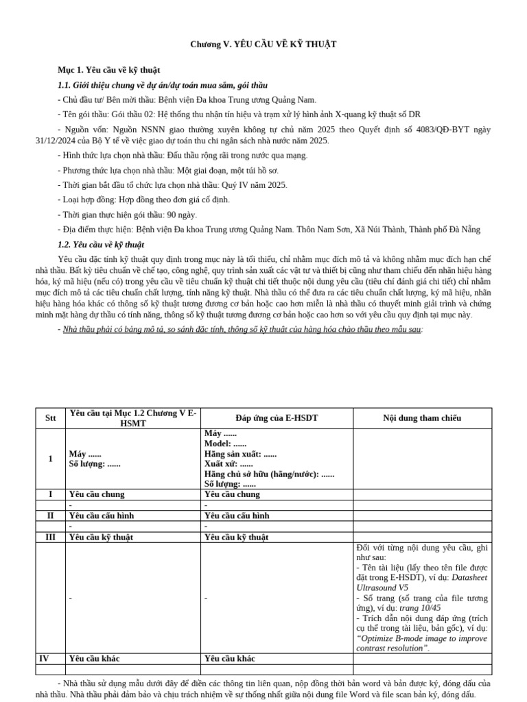 Chuong v. Yeu Cau Ve Ky Thuat - X-Quang DR | PDF