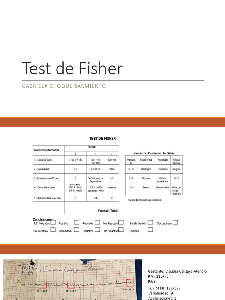 Resultados del Test de Fisher en Gestante | PDF