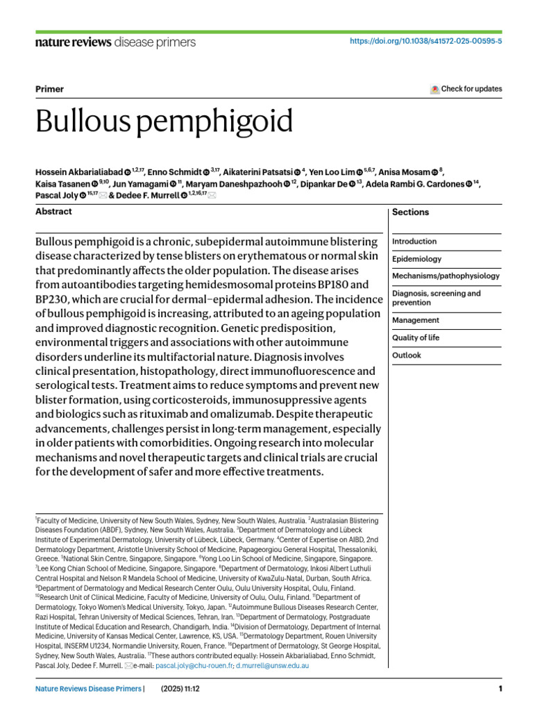 Bullous Pemphigoid: Overview and Insights | PDF | Complement System ...