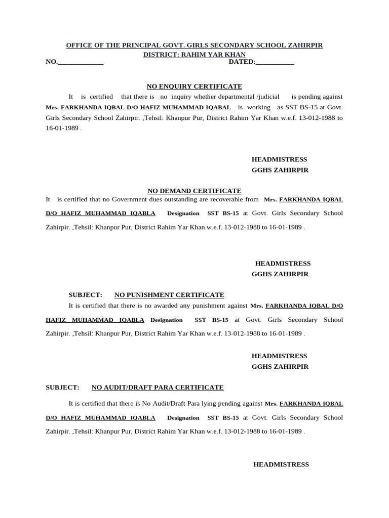No Demand and Inquiry FARKHANDA | PDF