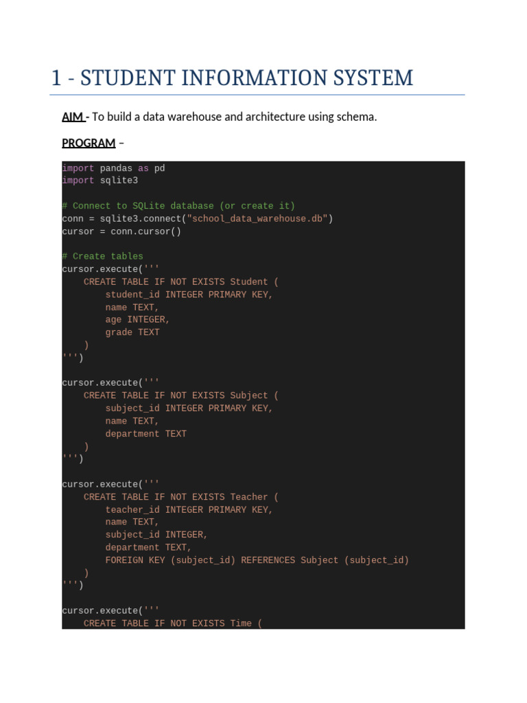 Student Information System Setup | PDF | Data | Data Model