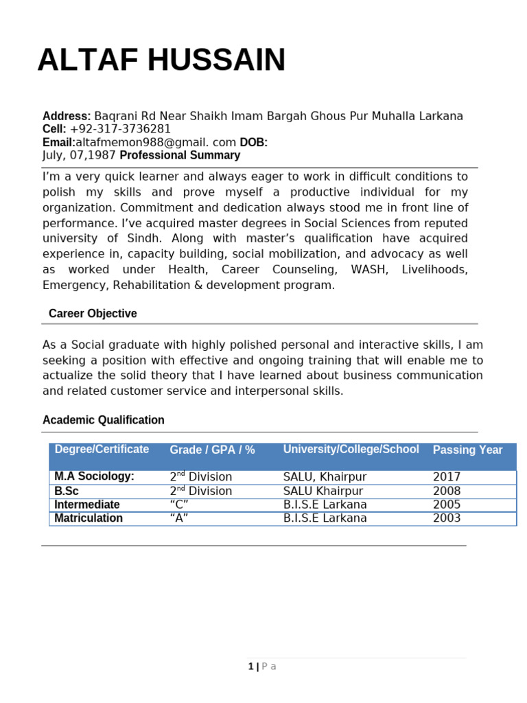 Social Sciences Professional CV | PDF | Warehouse | Microsoft Office