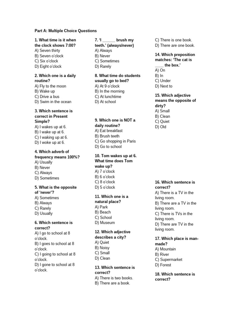 English Language Practice Questions | PDF | Verb | Grammar