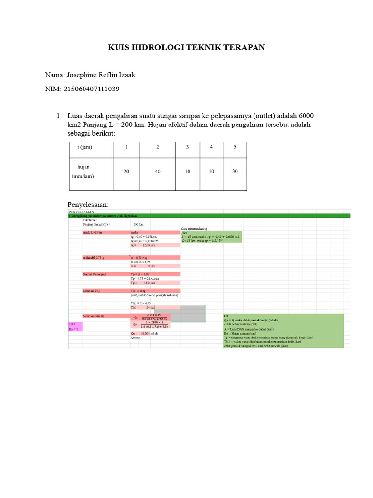 Kuis Hidrologi Teknik Terapan Reflin PDF | PDF