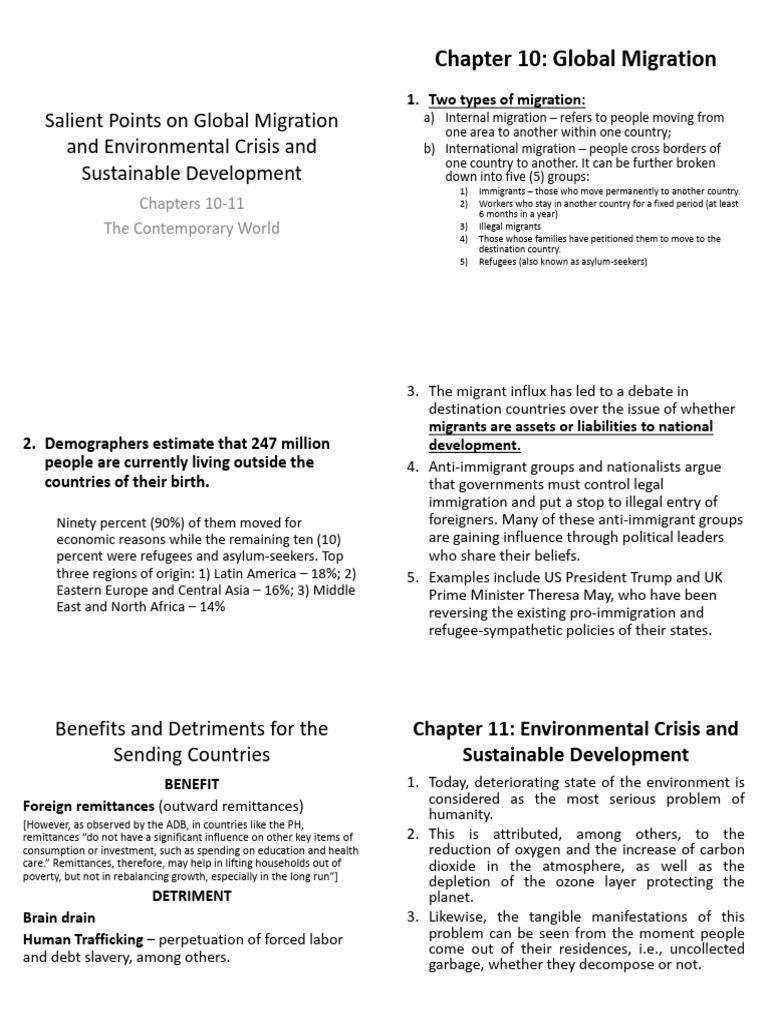 Salient Points in Global Migration and Environmental Crisis and ...