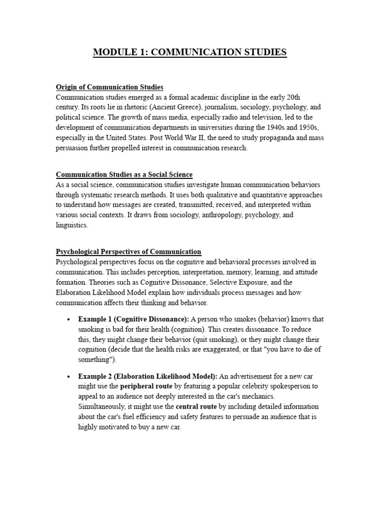 Module 1: Communication Studies | PDF | Communication | Social Sciences