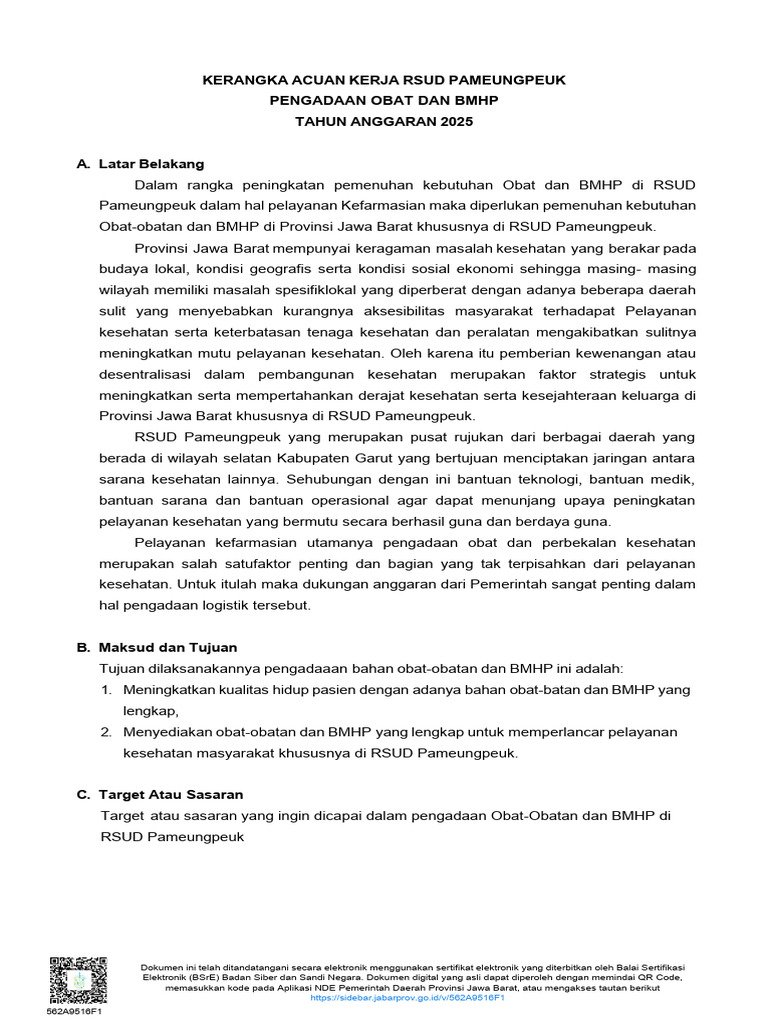 Pengadaan Obat dan BMHP RSUD Pameungpeuk 2025 | PDF