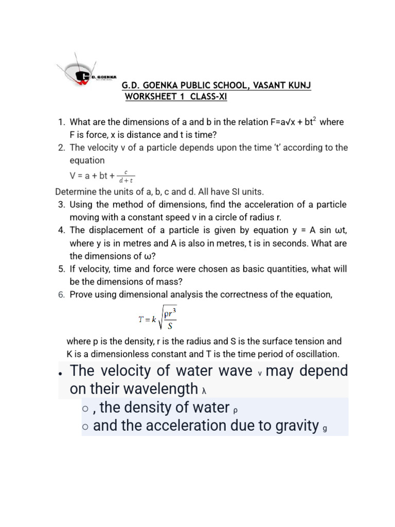 Dimensional Analysis Worksheet 1 | PDF