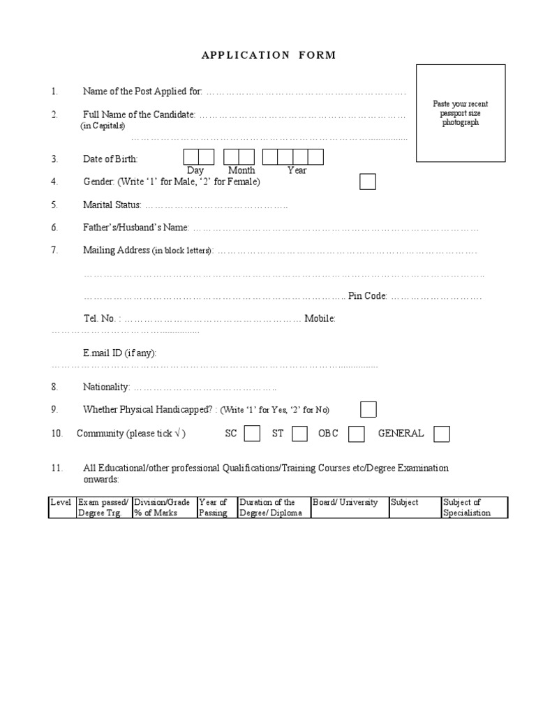 Application Form 6305774269 | PDF