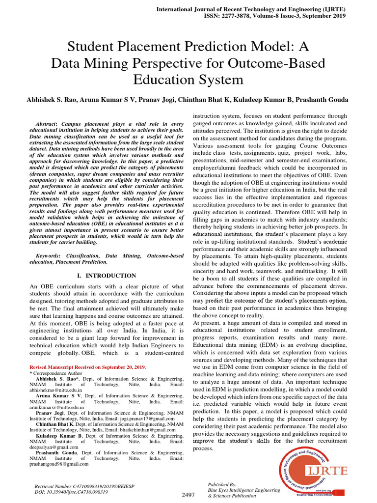 Student Placement Prediction Model | PDF | Receiver Operating ...