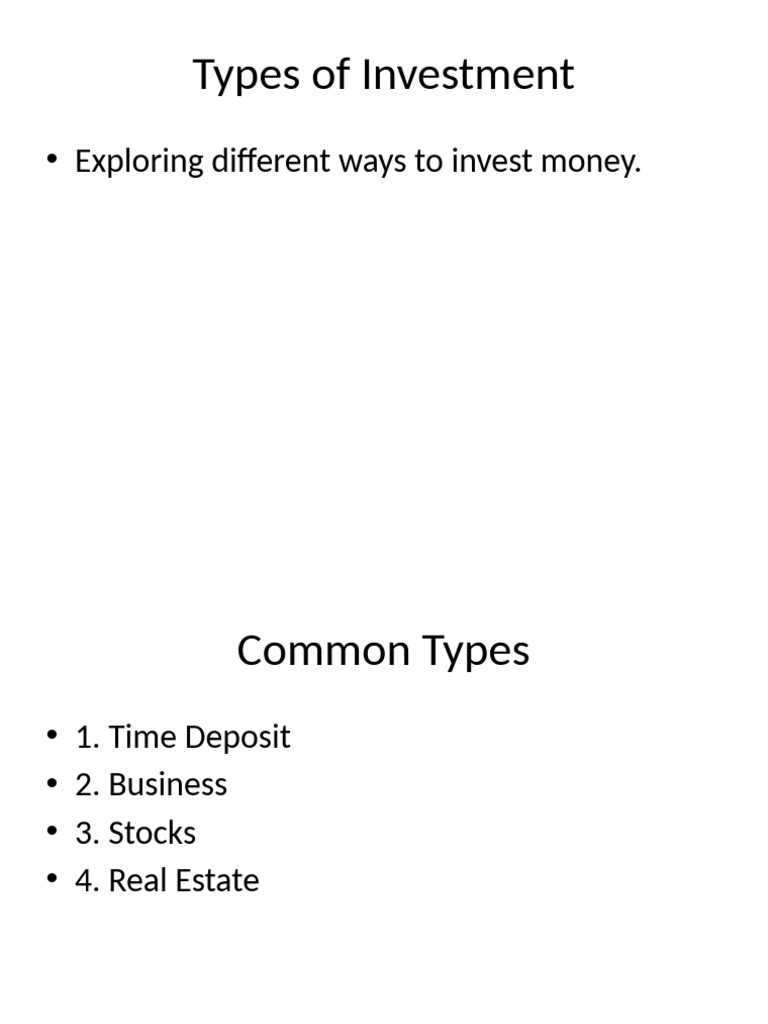 Types of Investments Explained | PDF
