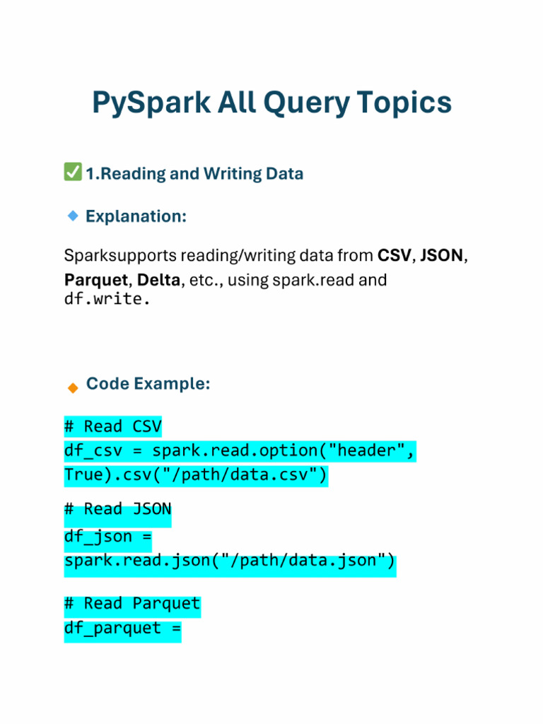 Pyspark All Queries | PDF