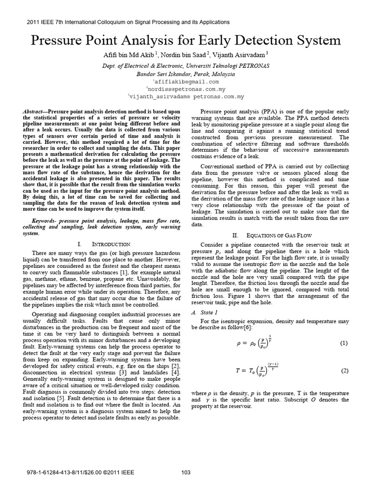 Pressure Point Analysis for Leak Detection | PDF | Fluid Dynamics | Leak
